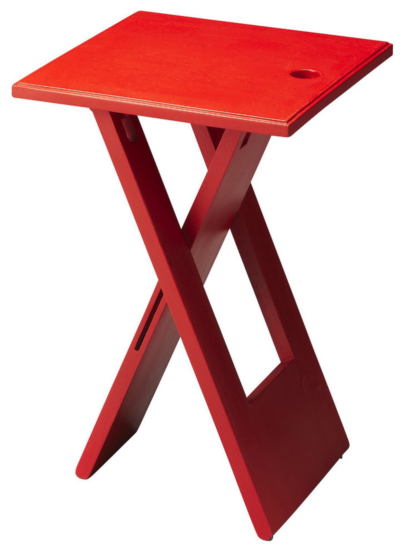 small red folding table