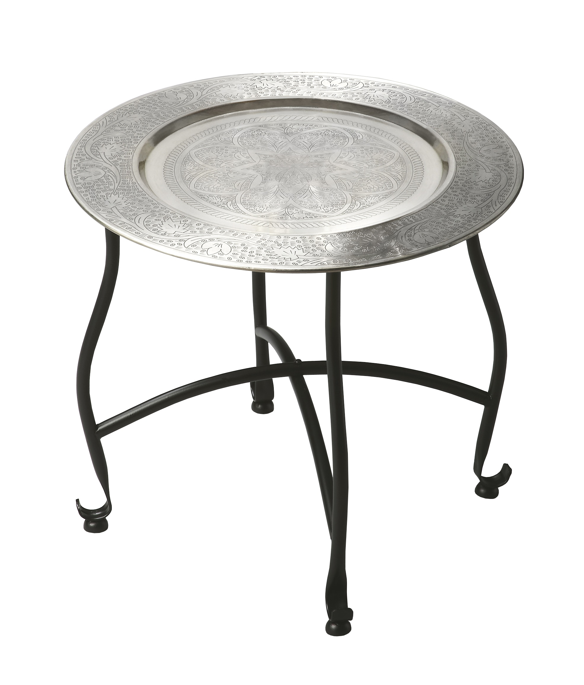 Vintage Moroccan-style Side Table, Intricately Carved Wood