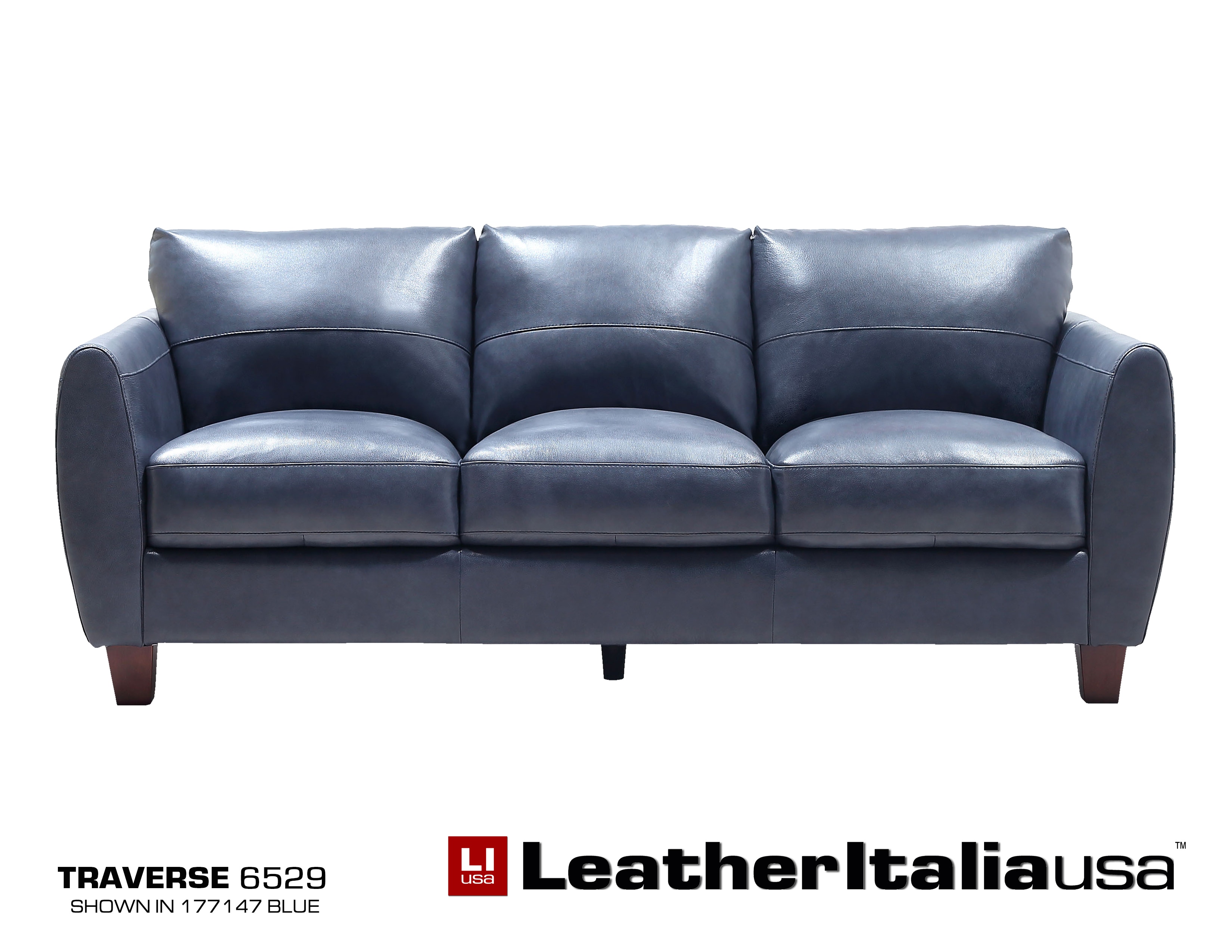 Blue leather cheap 2 seater sofa