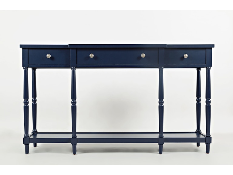 Jofran Stately Home Navy 60” Breakfront 3 Drawer Console Table 819509067