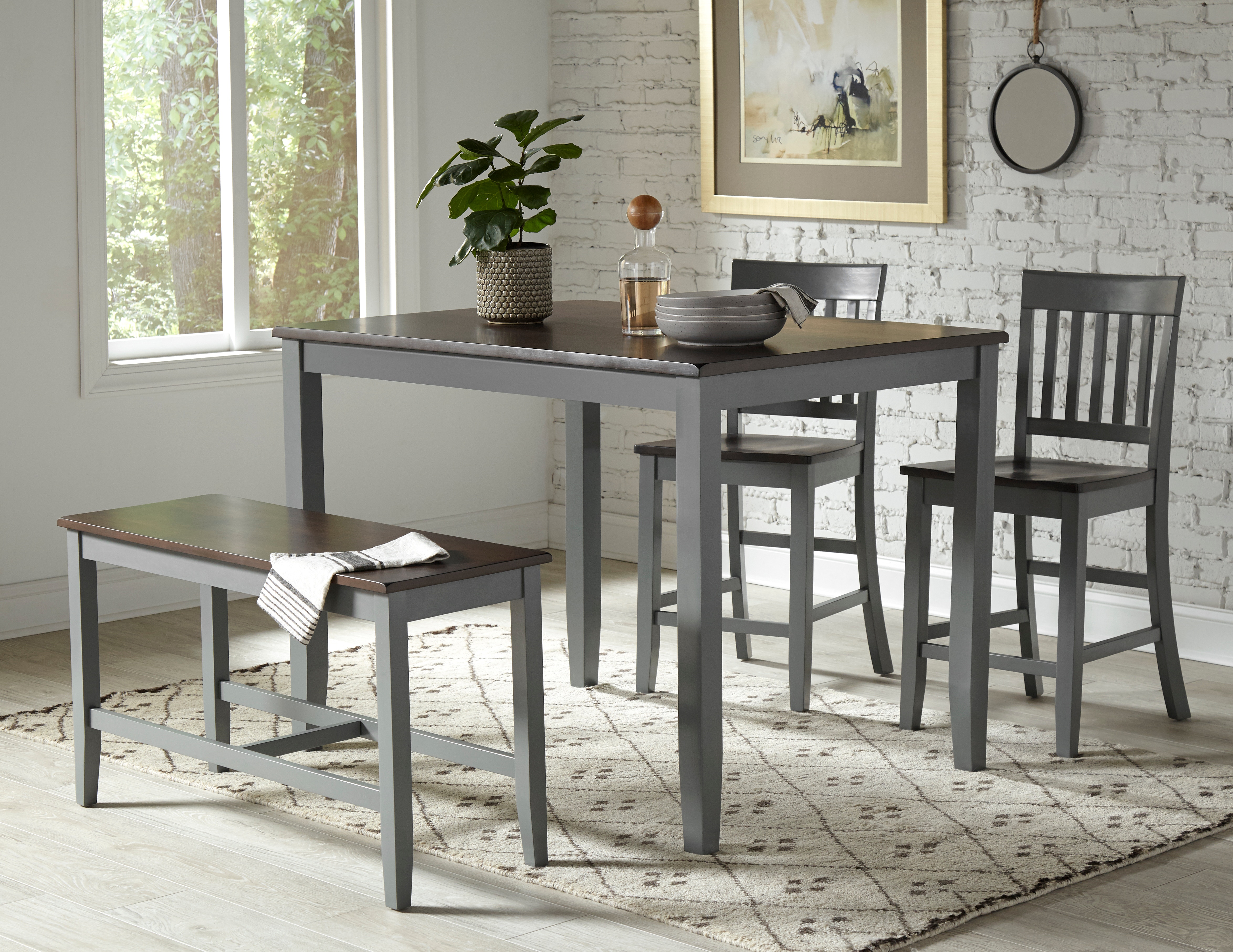 Jofran Decatur Lane 4 Pack - Table, (2) Stools, Bench 1836