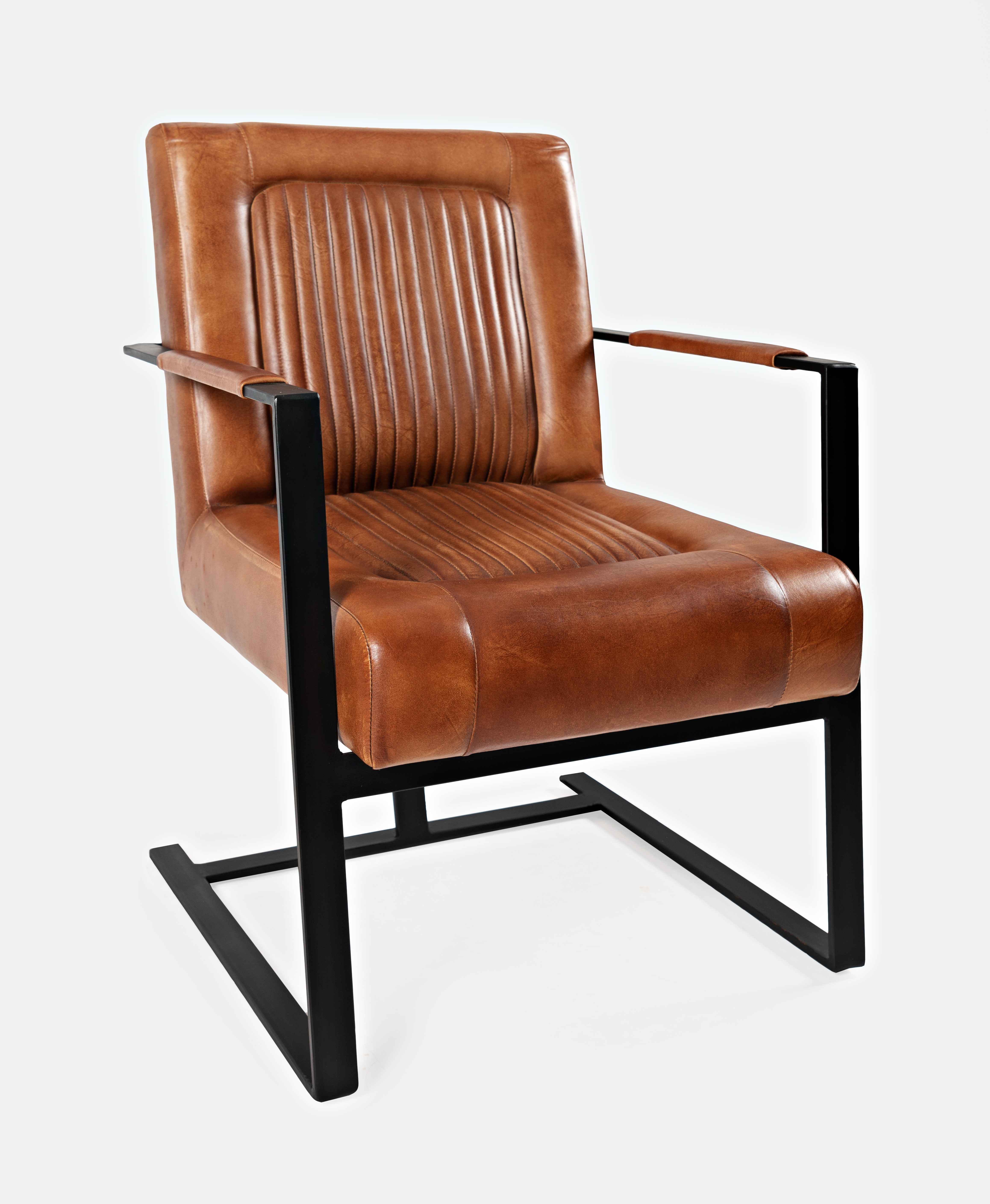 Jofran Maguire Leather Sled Chair - Saddle 