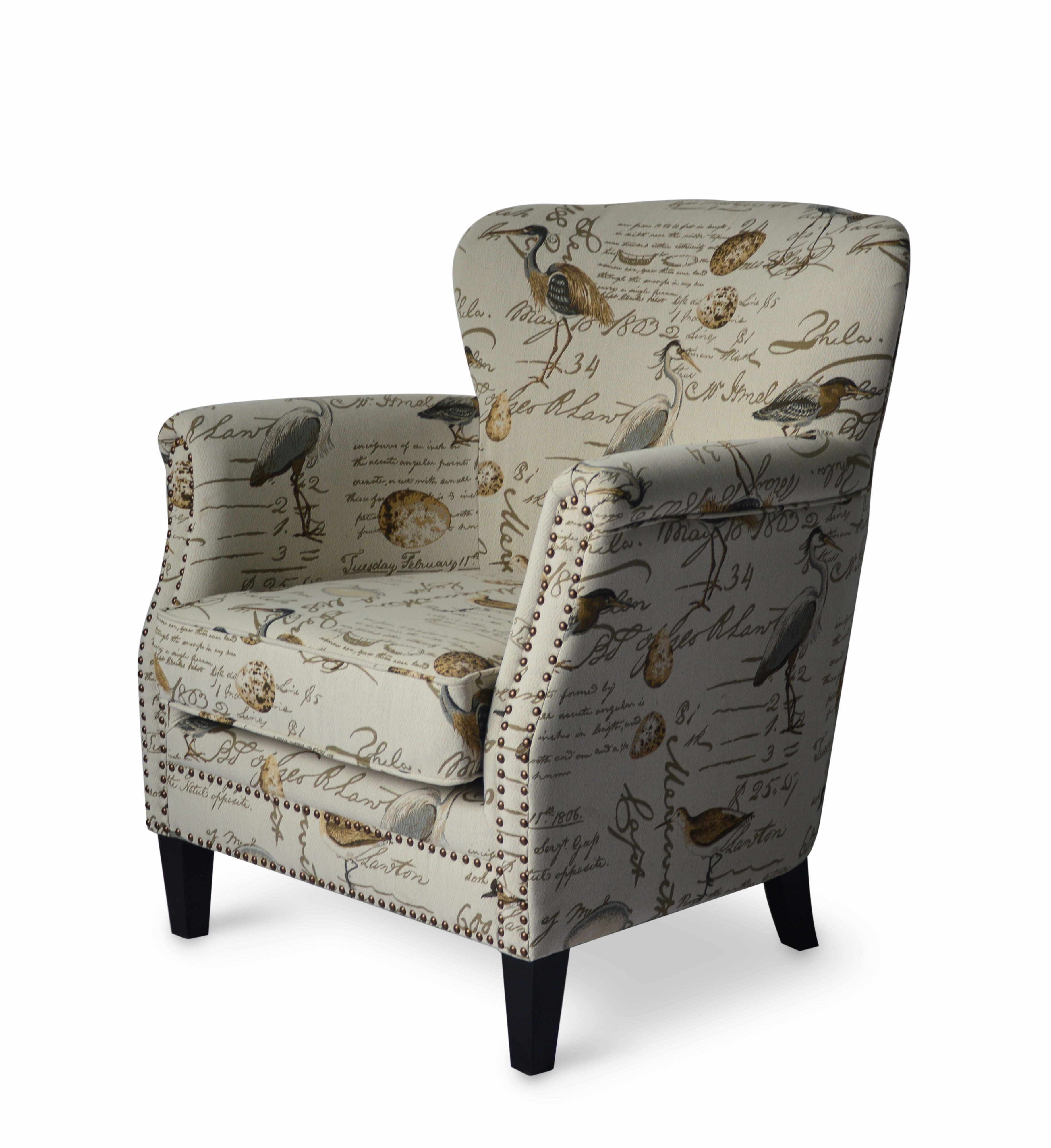 cream and gray accent chair