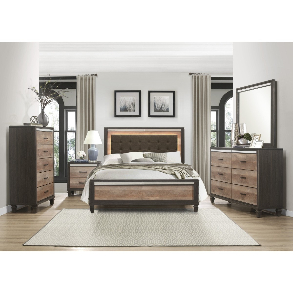 Homelegance Bedroom Queen Bed With Led Lighting 15181KIT Furniture