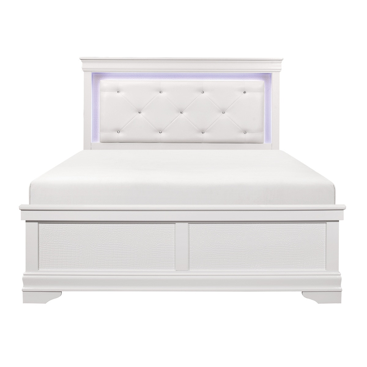 White bed 2024 led lights