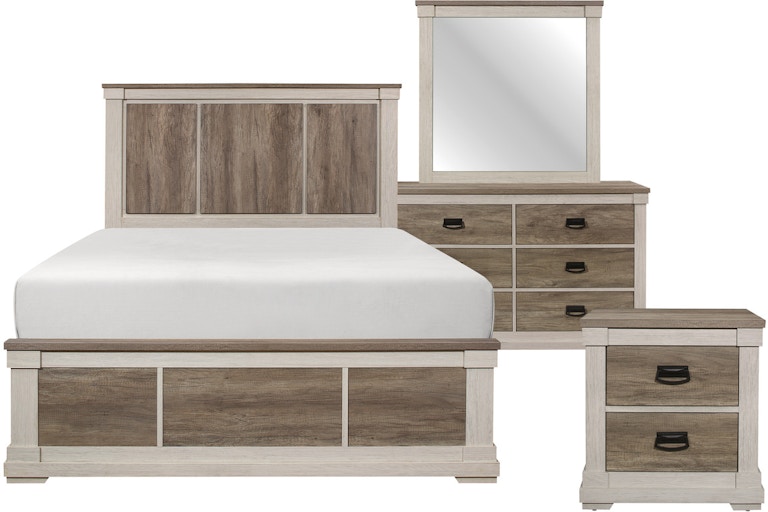Homelegance 4pc Set Queen Bed, Nightstand, Dresser, Mirror 1677-1KIT4 1677-1KIT4