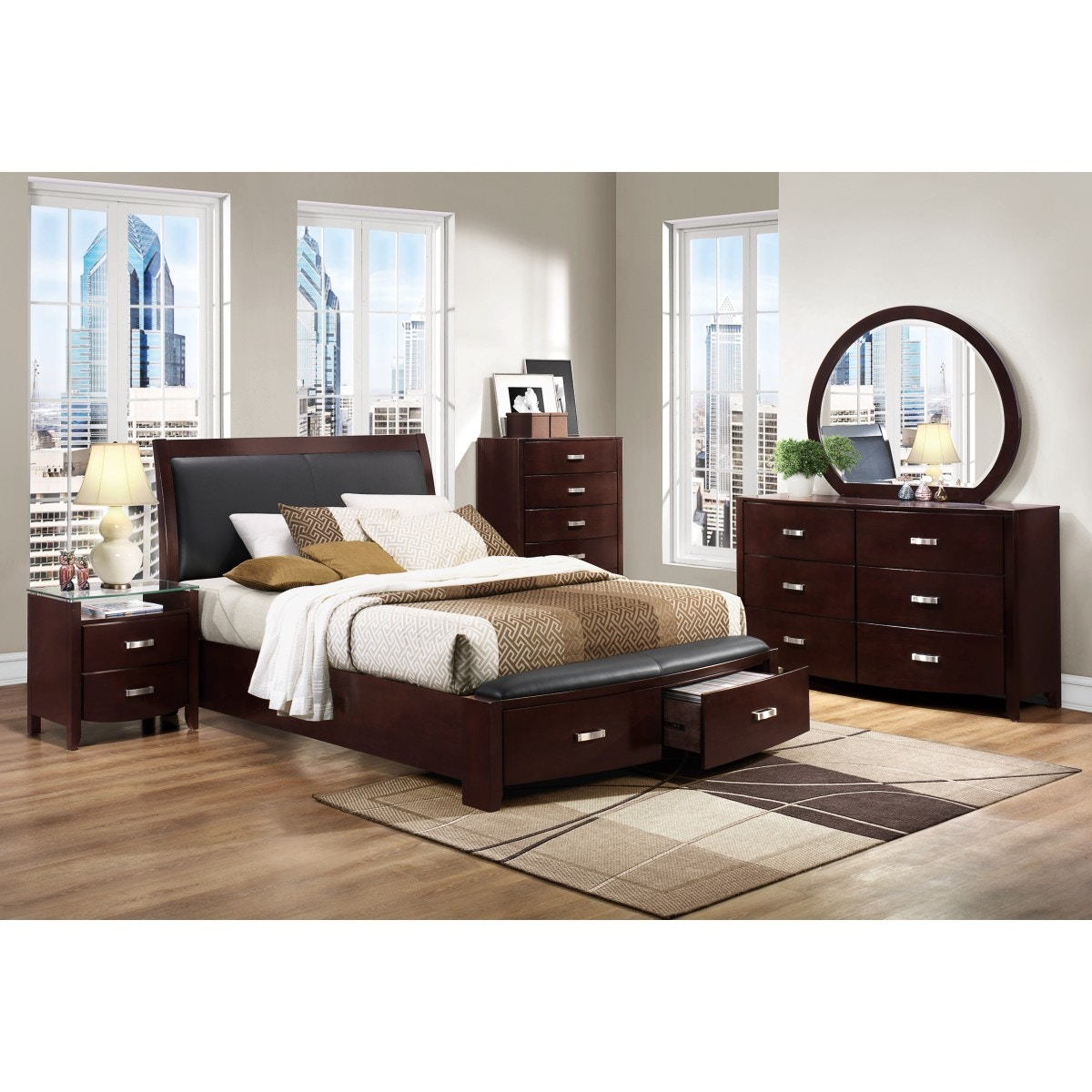 Homelegance Bedroom California King Sleigh Platform Bed With Footboard