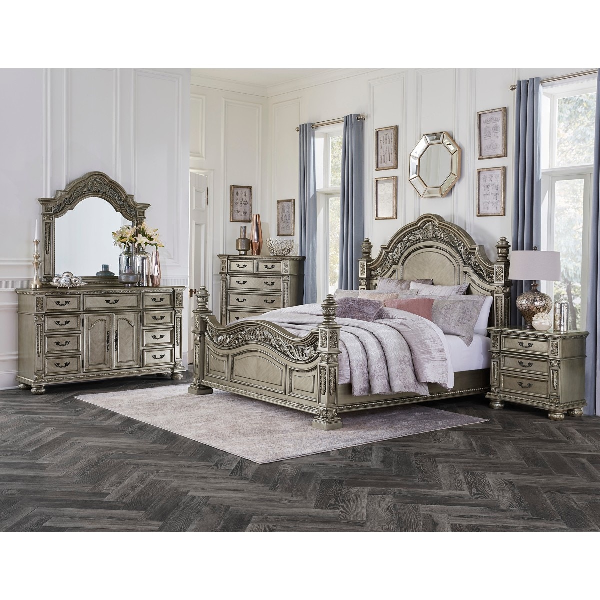 Homelegance Bedroom Queen Bed 1824PG1KIT Hi Desert Furniture