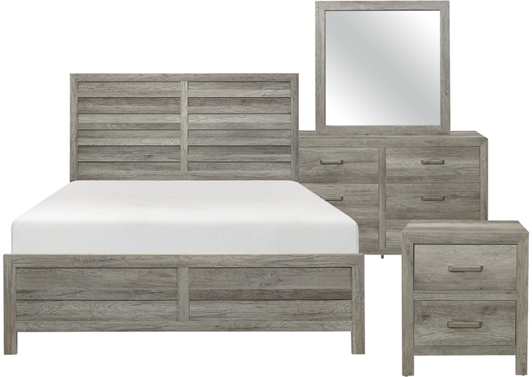 Homelegance 4pc Set Queen Bed, Nightstand, Dresser and Mirror 1910GY-1KIT4 1910GY-1KIT4