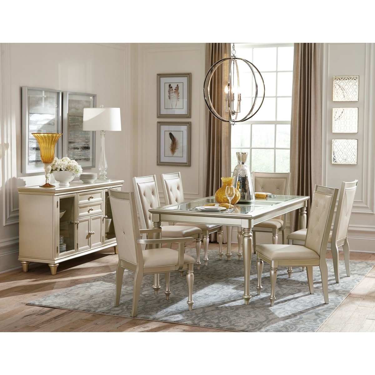 Homelegance Dining Room Dining Table, Glass Insert 192878NG