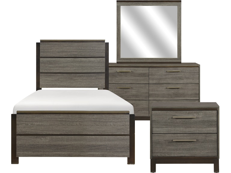Homelegance 4pc Set Twin Bed, Nightstand, Dresser and Mirror 1936T-1KIT4 1936T-1KIT4