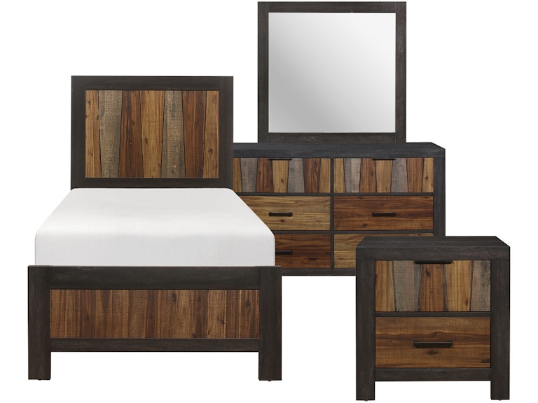 Homelegance 4pc Set Twin Bed, Nightstand, Dresser, Mirror 2059T-1KIT4 2059T-1KIT4