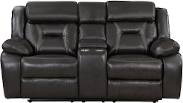 Homelegance Power Double Reclining Love Seat With Center Console 8229NDG-2PW 8229NDG-2PW