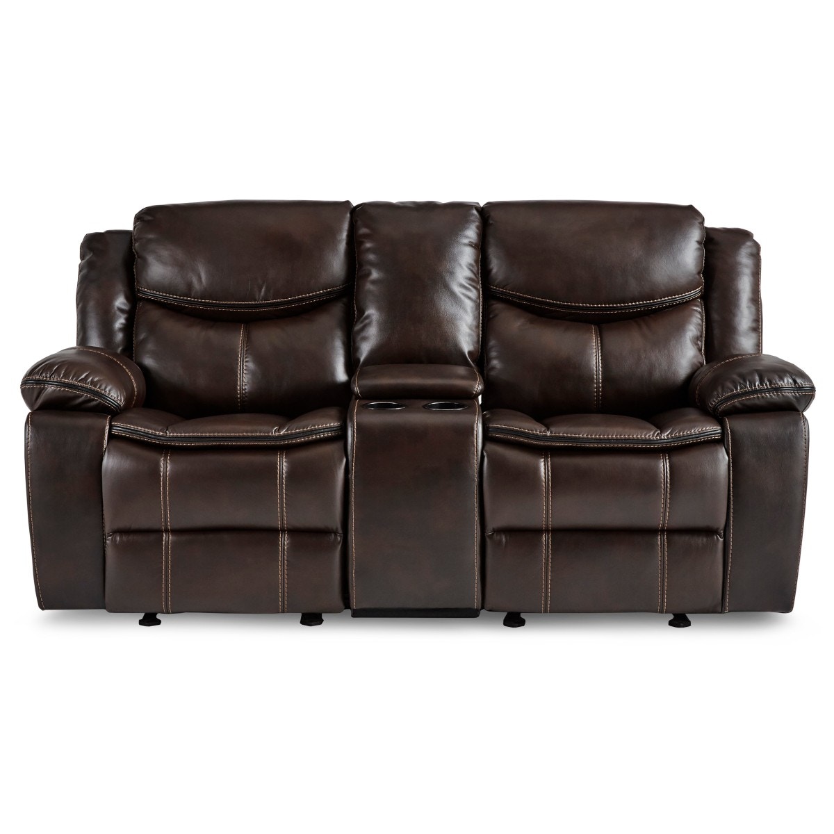 Homelegance center double glider reclining loveseat with outlet console