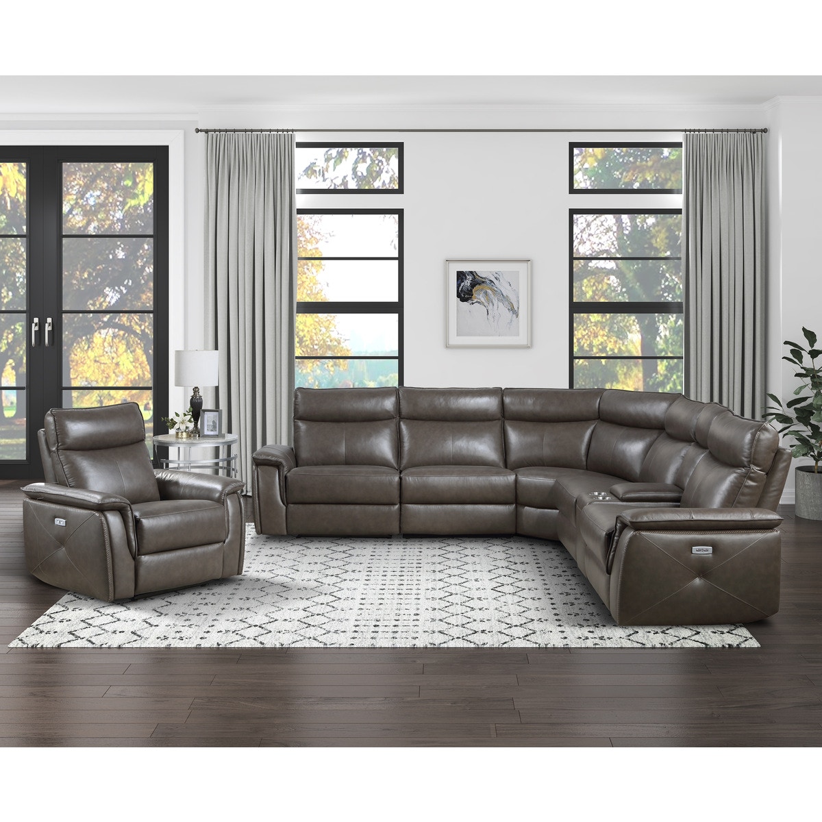 Homelegance Living Room 2pc Set Sofa, Love (Power) 8259RFDBKIT2PWH