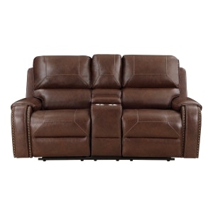  Double Glider Reclining Love Seat with Center Console, Receptacles and USB Ports 