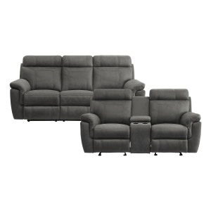 Homelegance 2pc Set: Sofa, Love 9301GRYKIT2