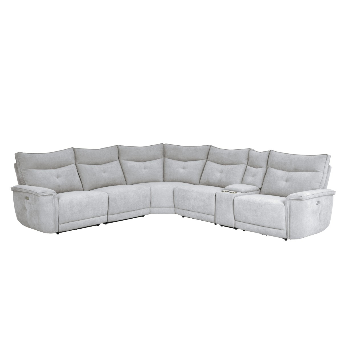 Homelegance 6-Piece Modular Power Reclining Sectional with Power Headrests and USB Ports 9509MGYKIT6LRRRPWH