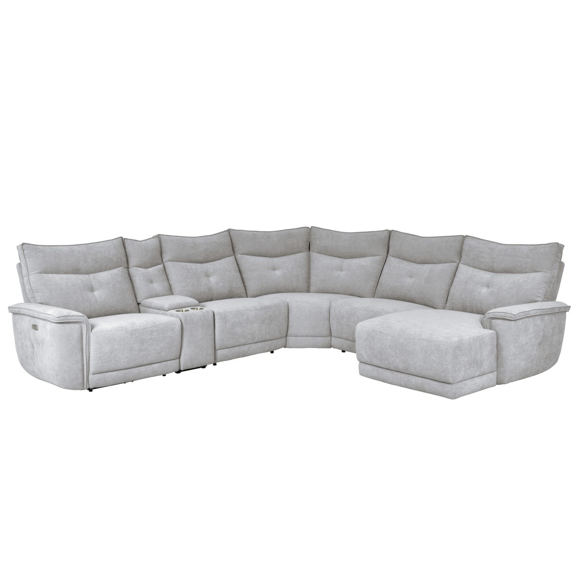 Homelegance 6-Piece Modular Power Reclining Sectional with Power Headrests, Right Chaise and USB Port 9509MGYKIT6LRPWH5R