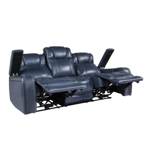  Power Double Reclining Sofa with Power Headrests and Storage Arms 