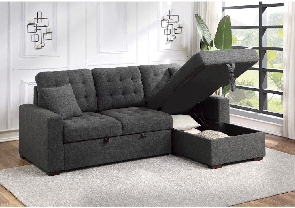 Homelegance Sofa W/ Pull-Out Bed(Click-Clack Back), Gray