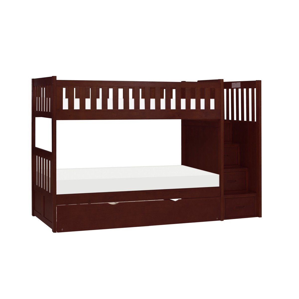  Twin/Twin Step Bunk Bed with Twin Trundle 