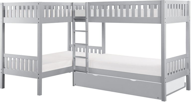 Homelegance Corner Bunk Bed With Twin Trundle B2063CN-1RKIT B2063CN-1RKIT