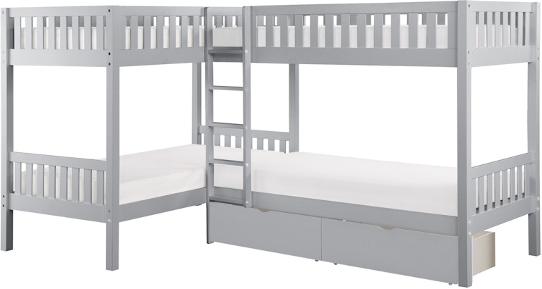 Homelegance Corner Bunk Bed With Storage Boxes B2063CN-1TKIT B2063CN-1TKIT