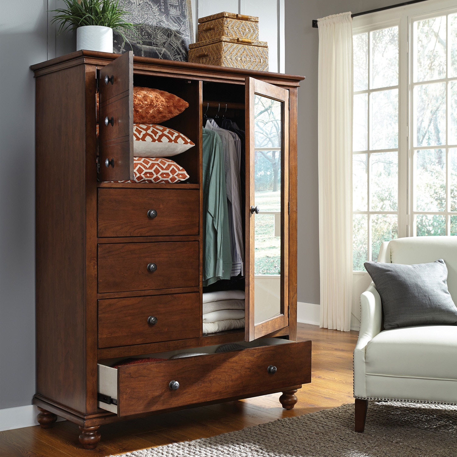 Tribesigns Carved Nightstand Bedside Table with 2 Drawers