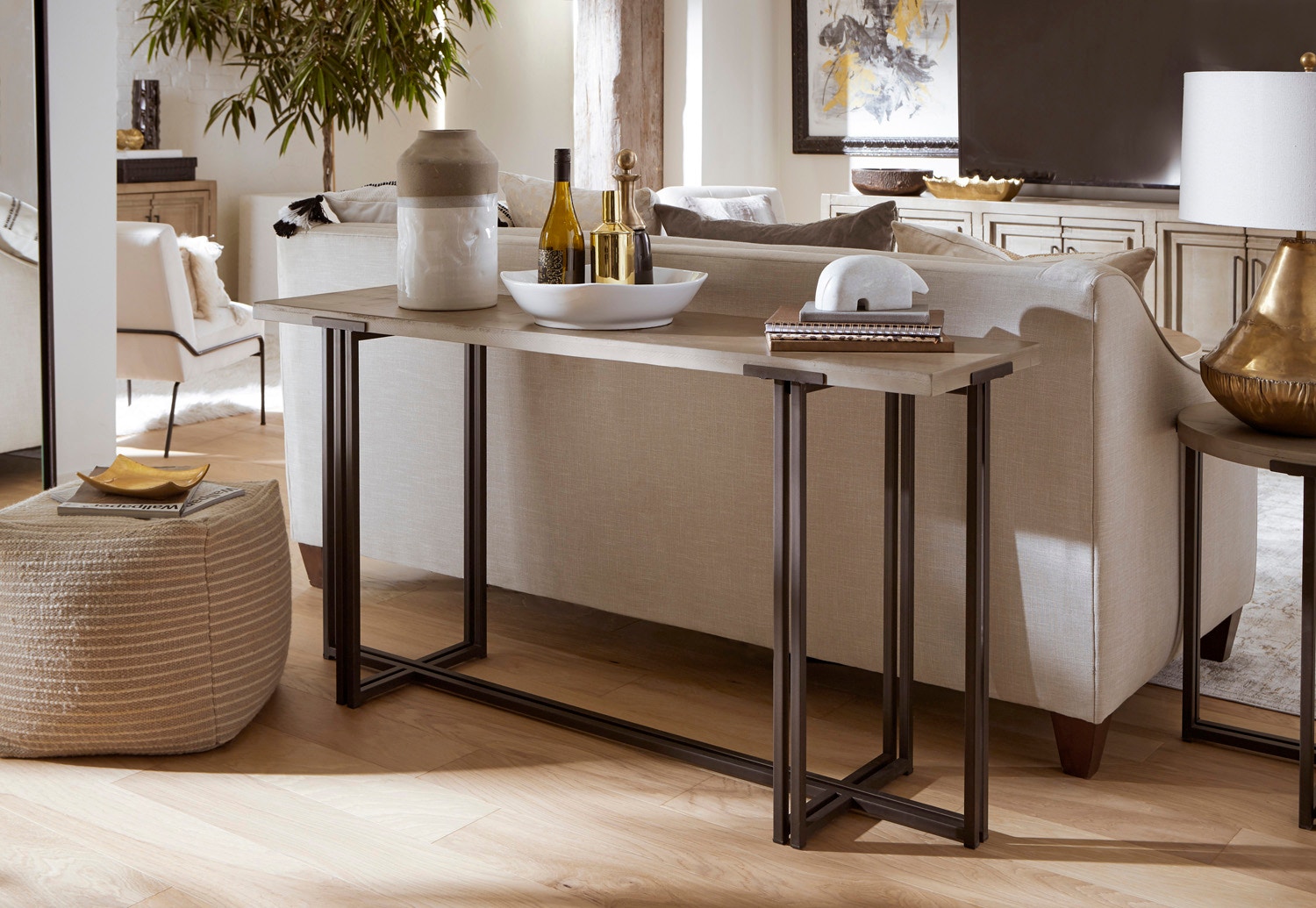 aspenhome Zander Sofa Table with Dual Metal Base I310-9151-STO