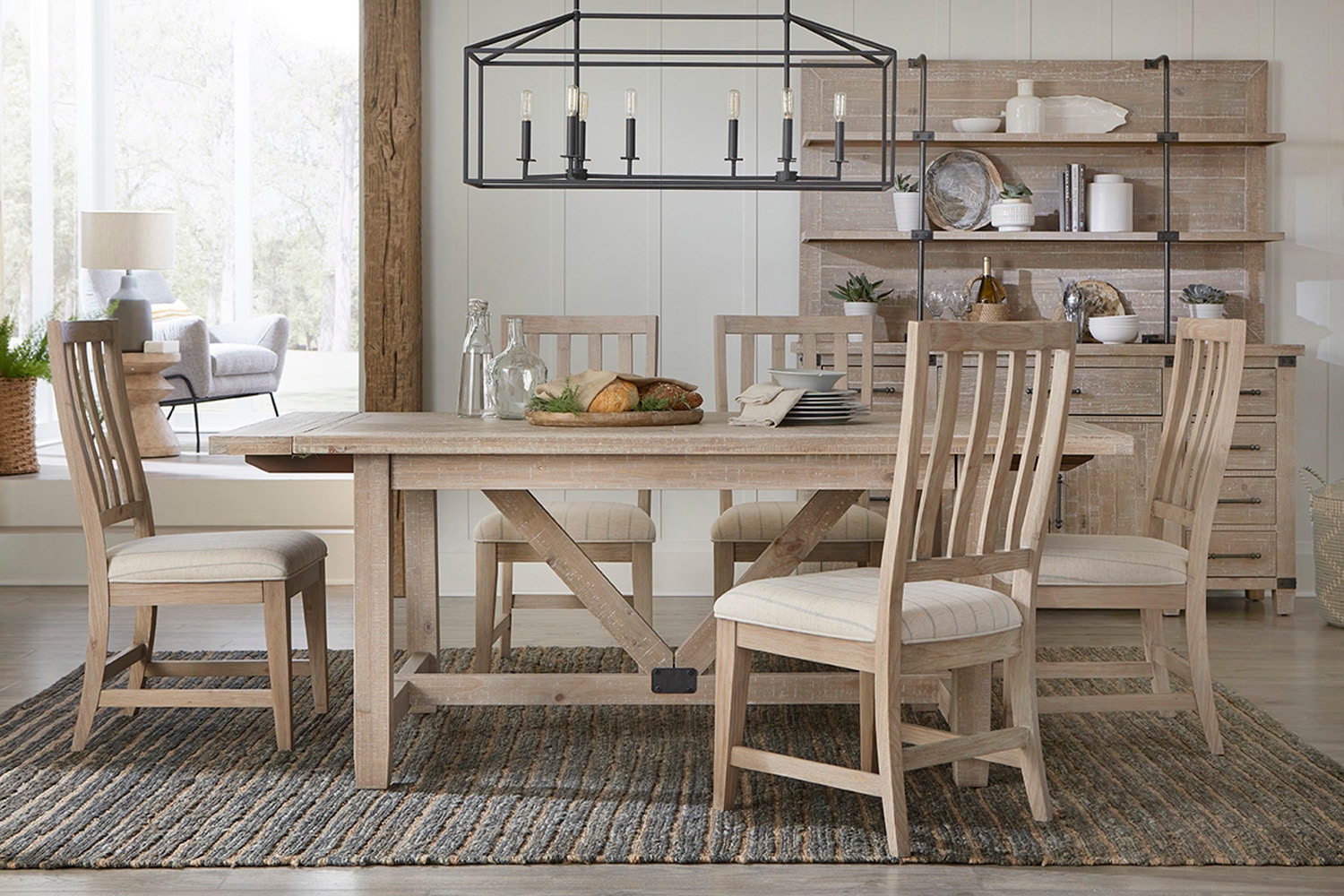 Expandable trestle dining deals table