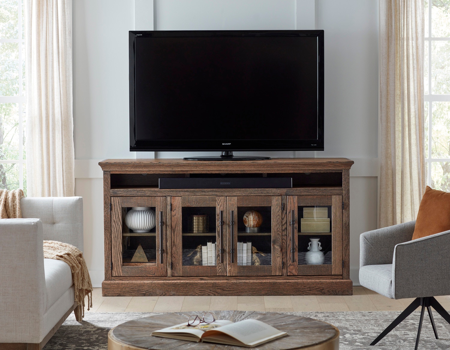 Aspenhome Living Room 73 Inch Highboy Console with 4 Doors WKM1255-SWH ...