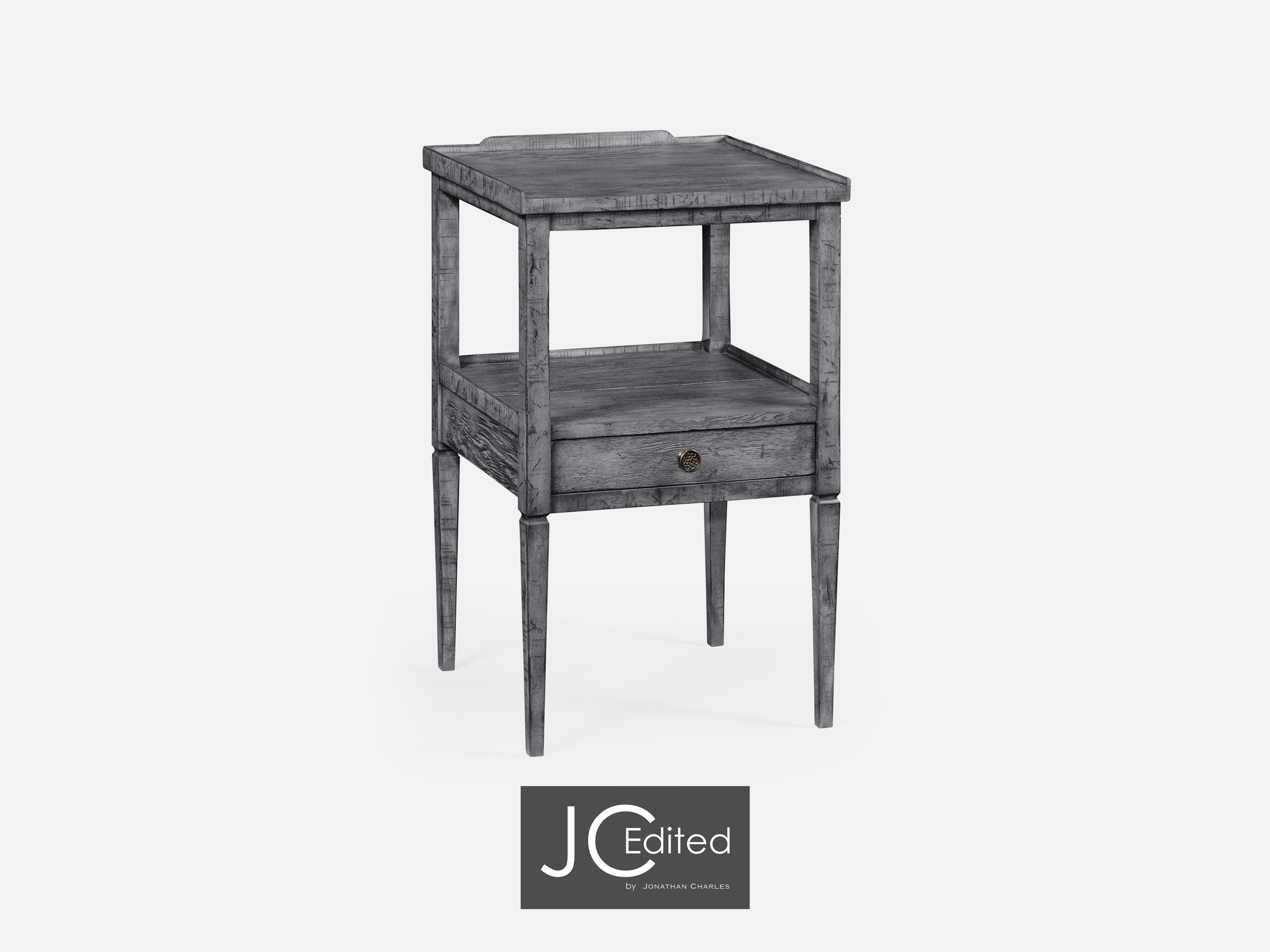 Jonathan Charles Living Room Antique Dark Grey Square Lamp Table With