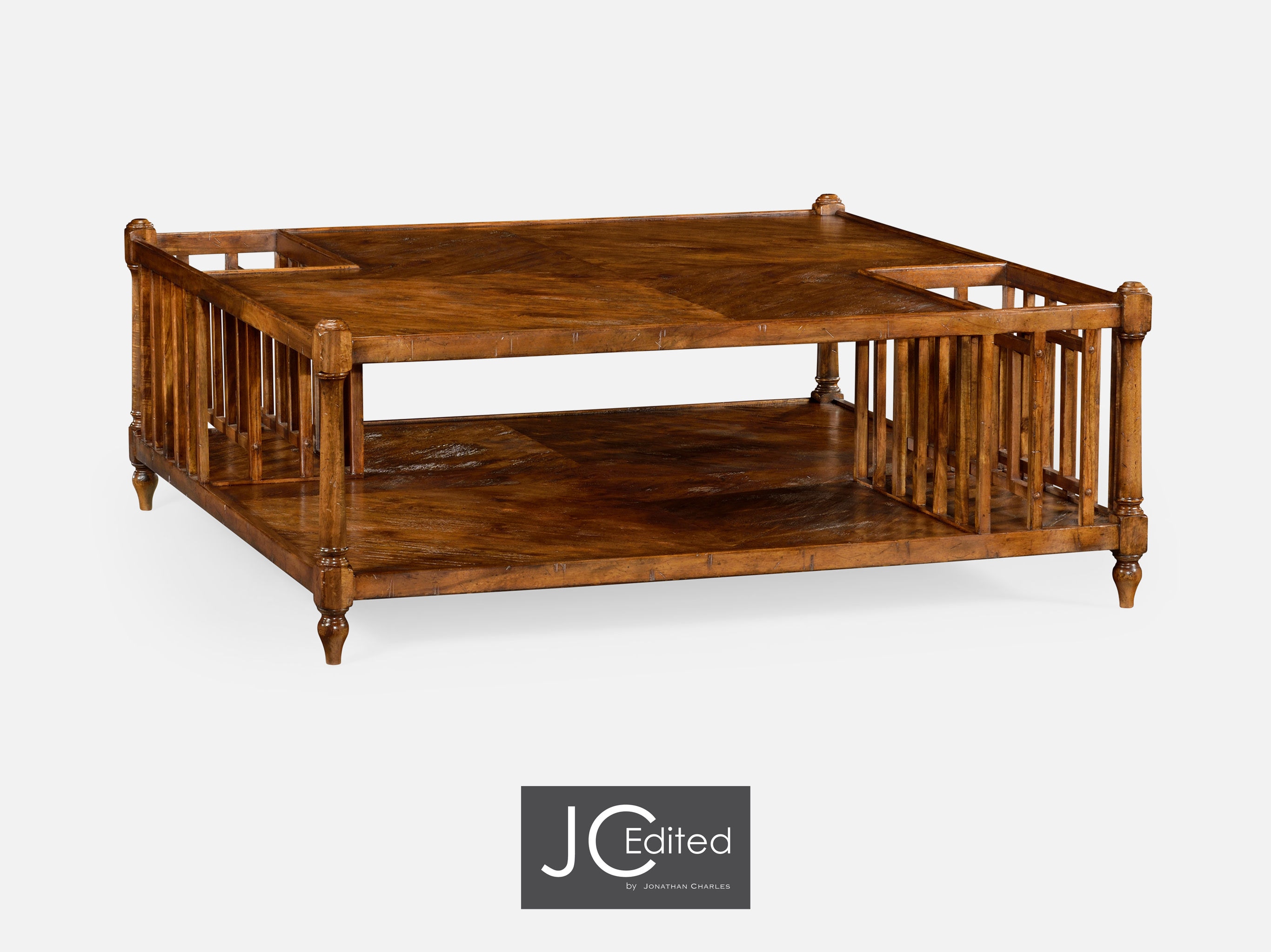 Jonathan Charles Living Room Rustic Walnut Square Coffee Table