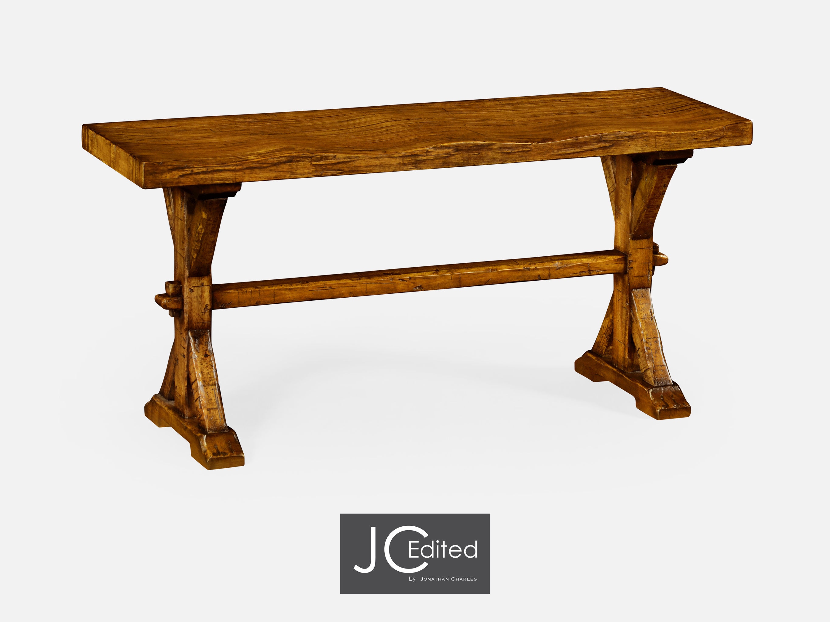 Jonathan Charles Casual Dining Narrow Solid Country Walnut Topped