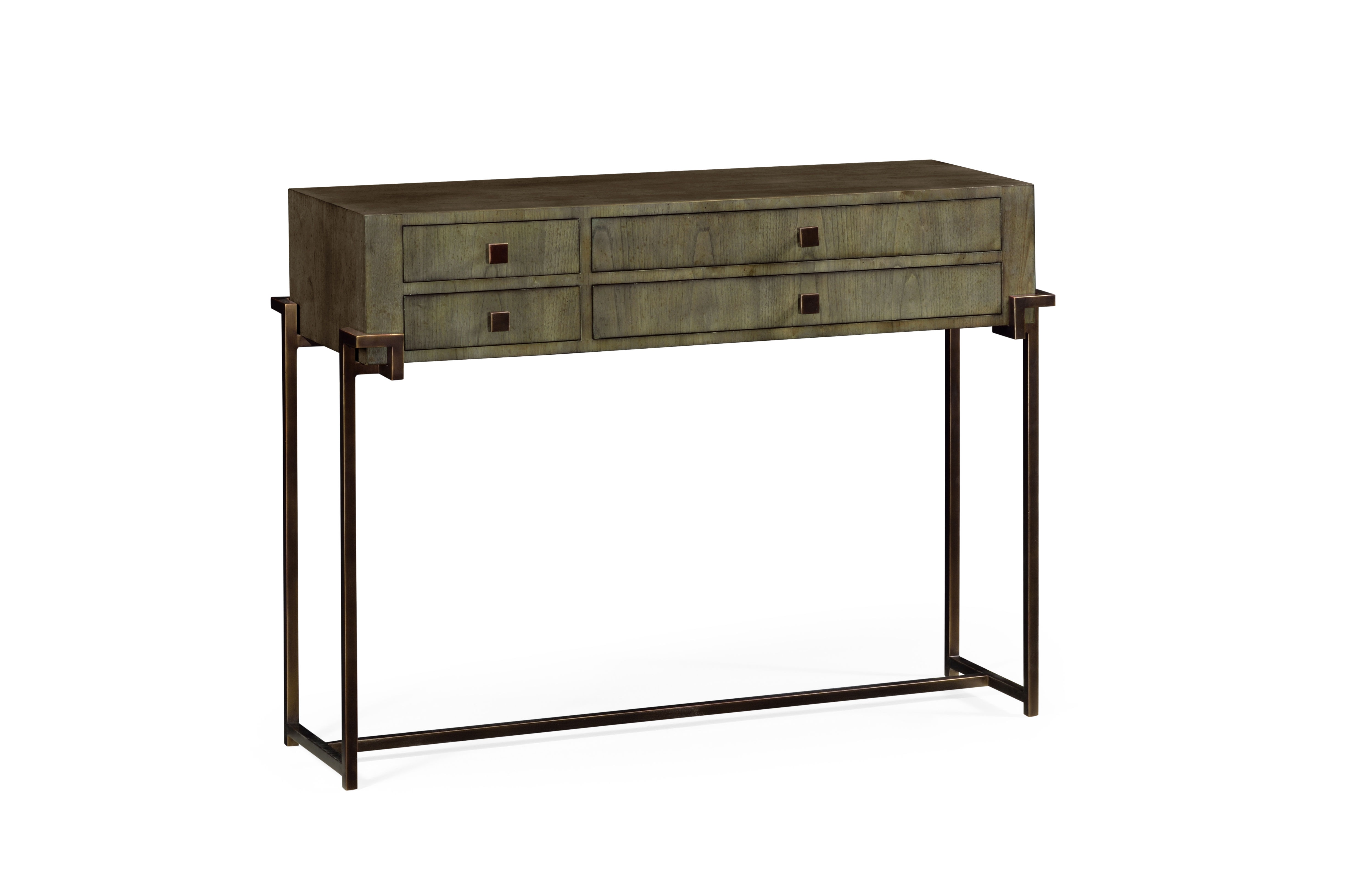 bronze console table with drawers