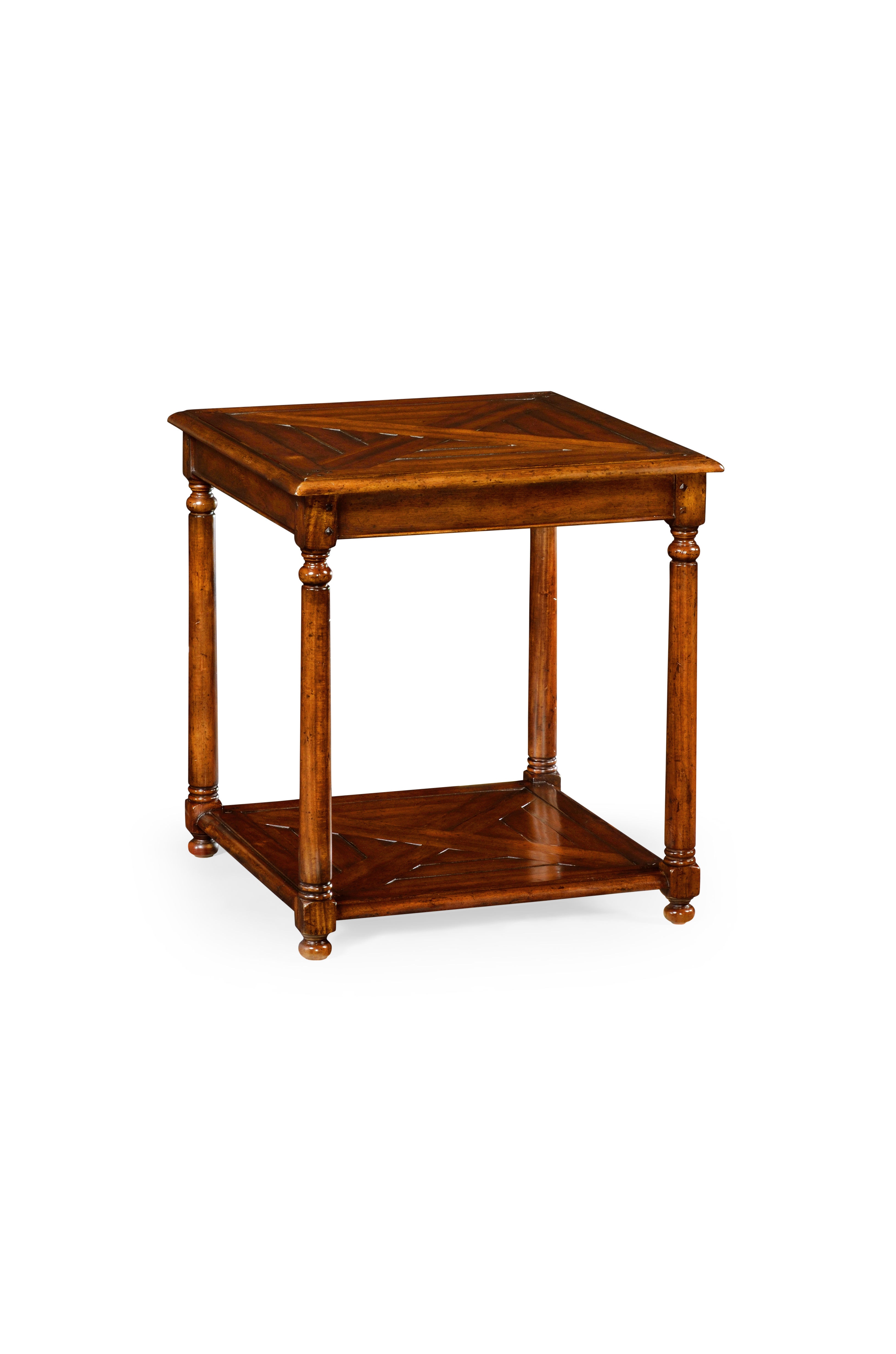 farmhouse country parquet undertier topped square side table wal furniture