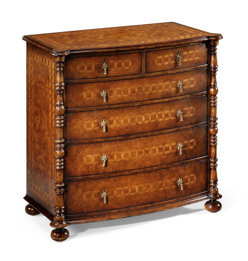Jonathan Charles Bedroom Walnut Small Bow Front Chest With Circle