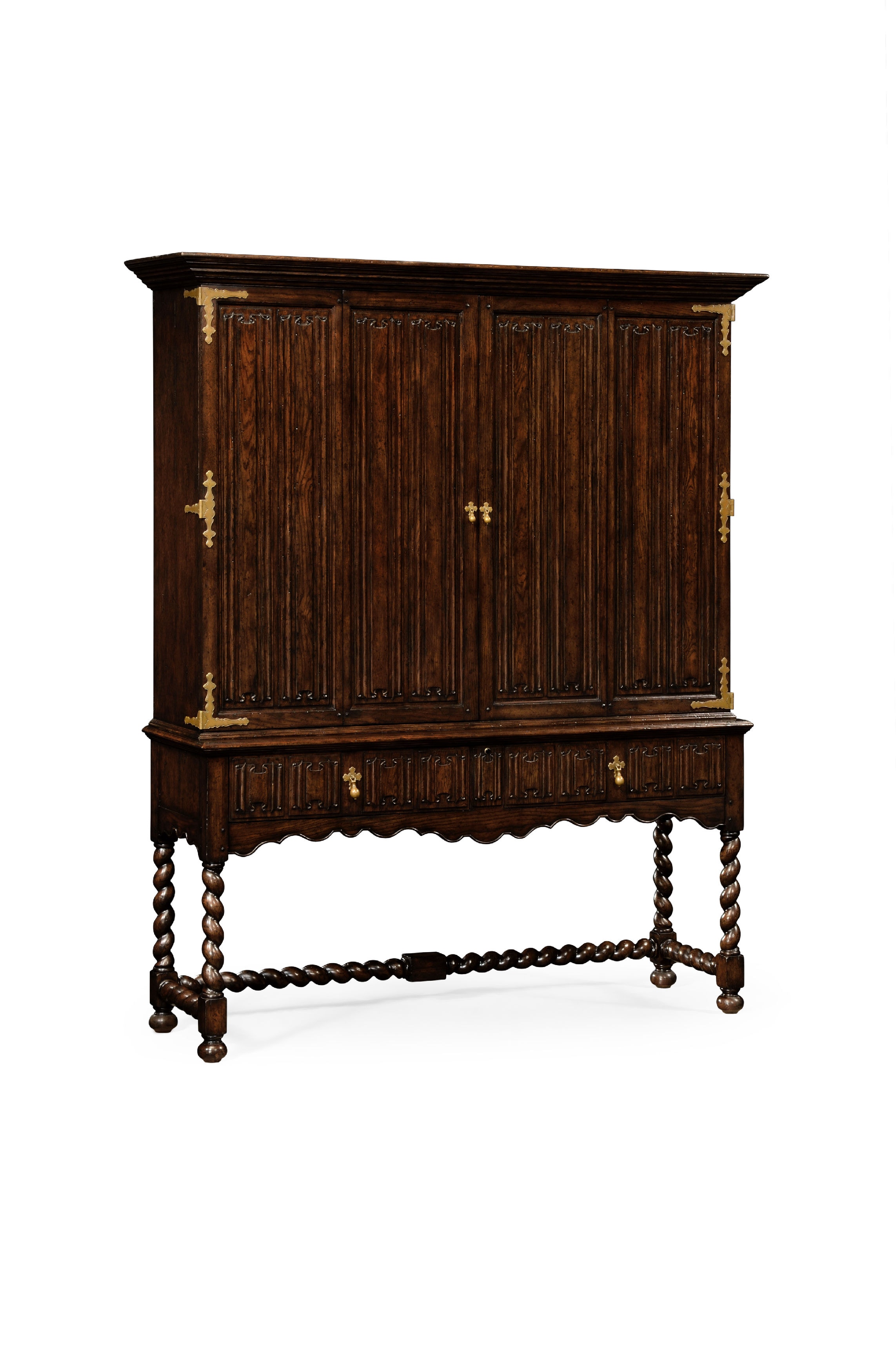 Jonathan Charles 493146 Linenfold Dark Oak Tv Cabinet With Open