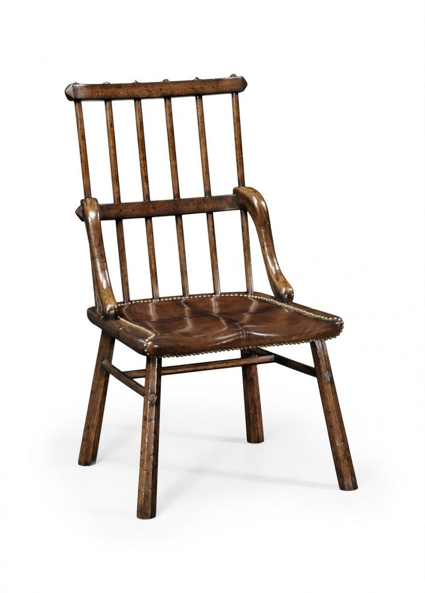 Jonathan Charles Dining Room Rustic Dark Oak Country Chair Leather