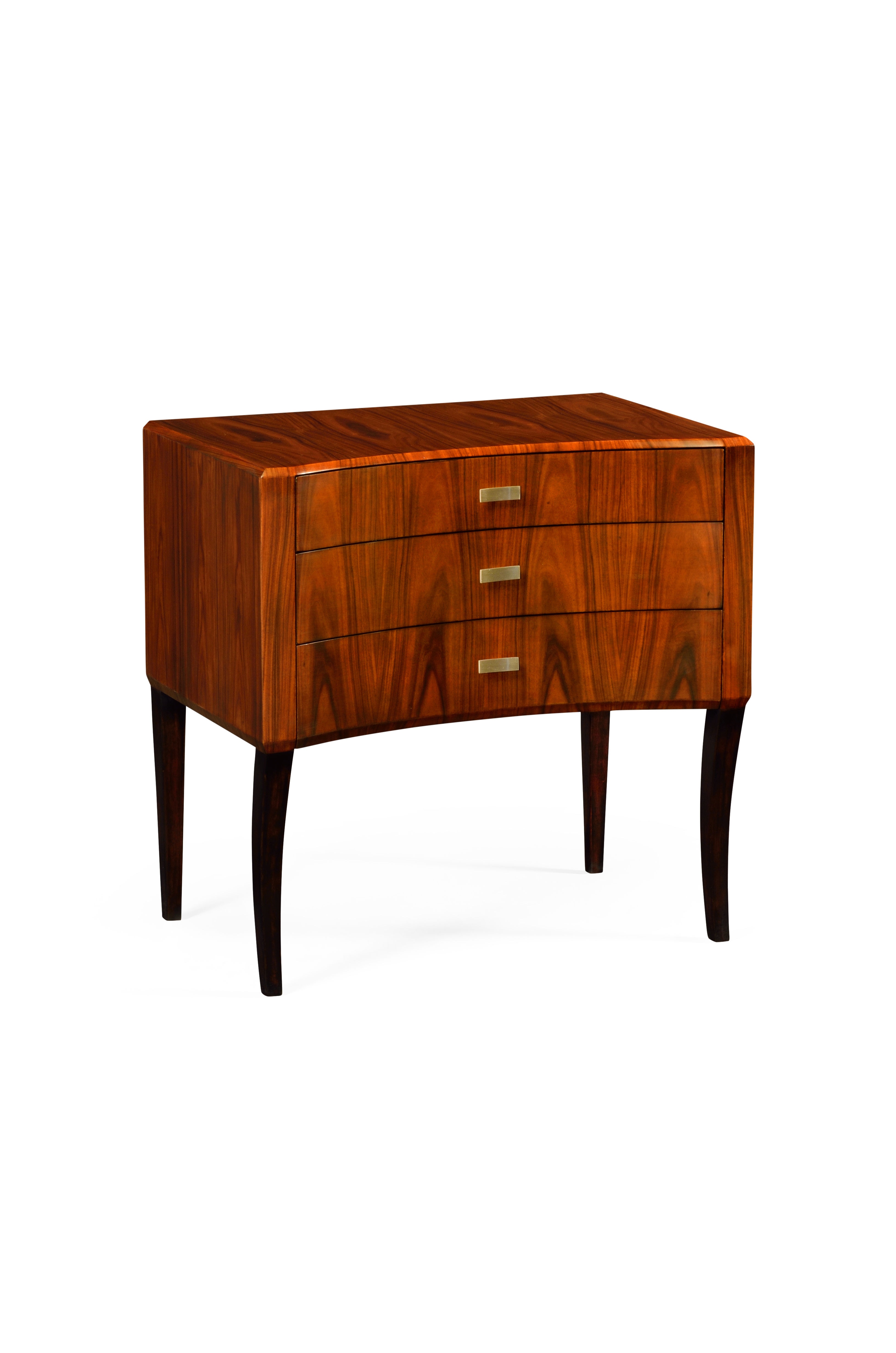 Art Deco Curved Chest Of Drawers With Brass Handles High Lustre