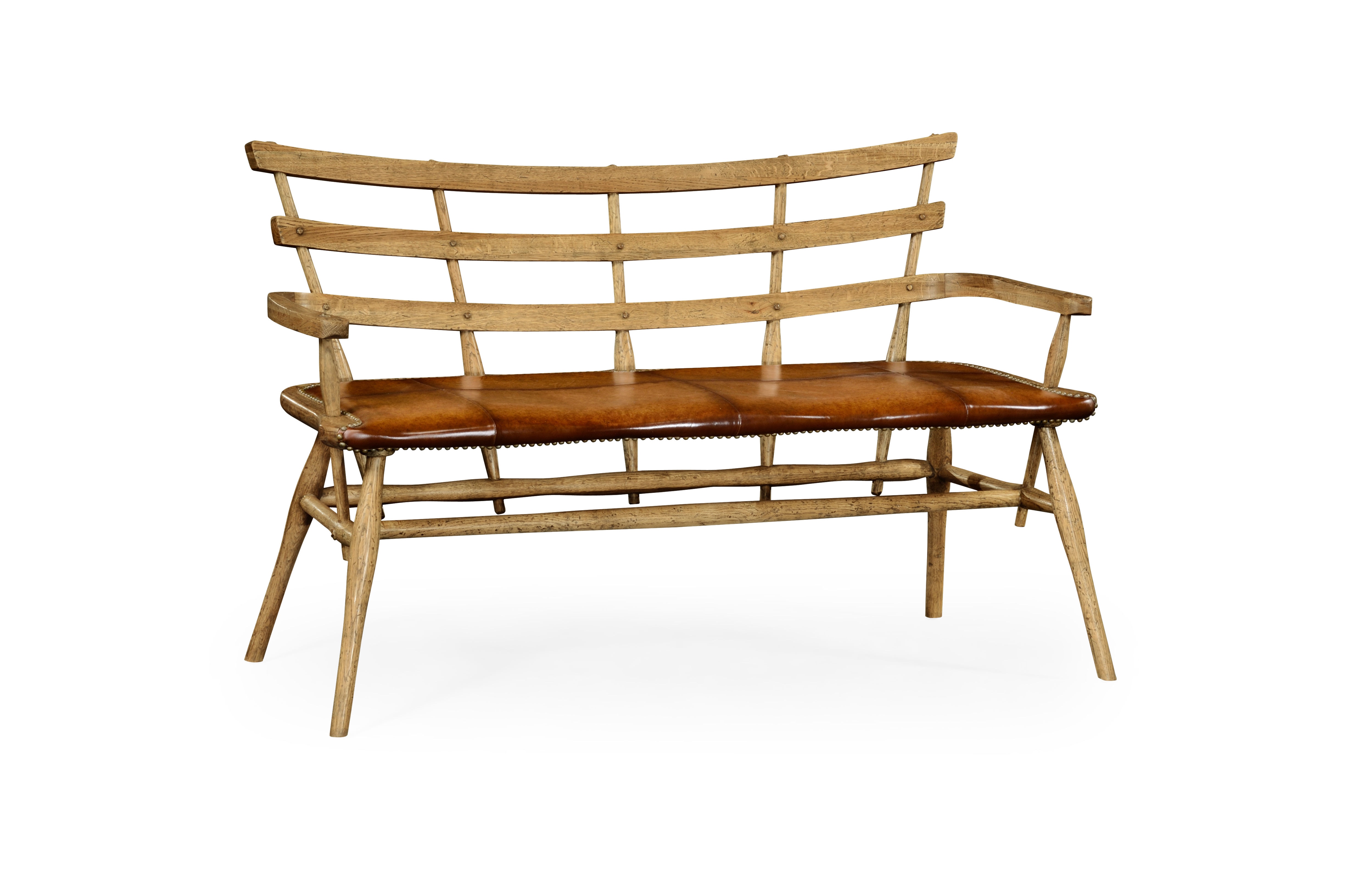 Jonathan Charles Living Room Natural Oak Bench With Studded