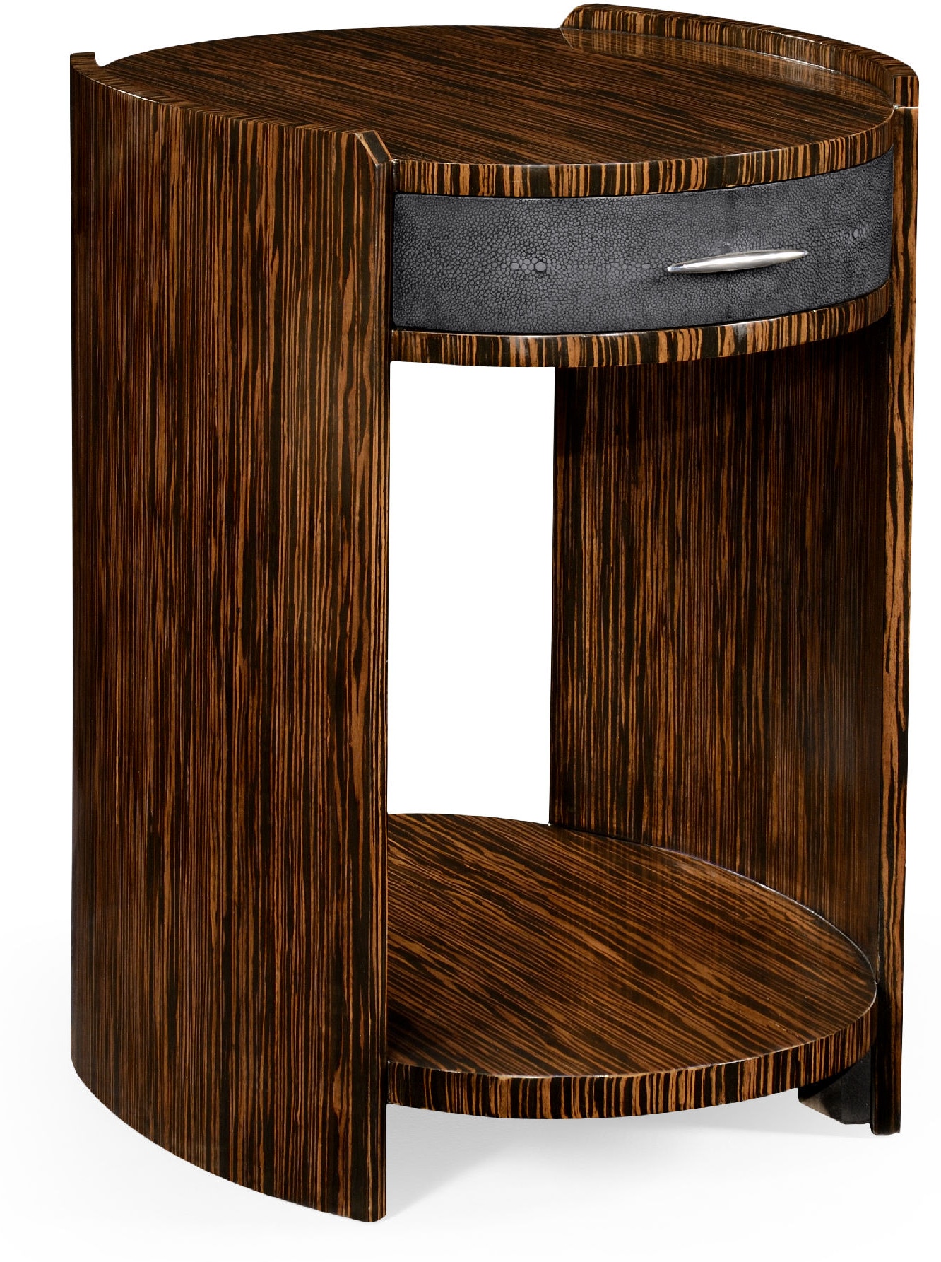 Anthracite Faux Shagreen And Macassar Ebony Oval Side Table