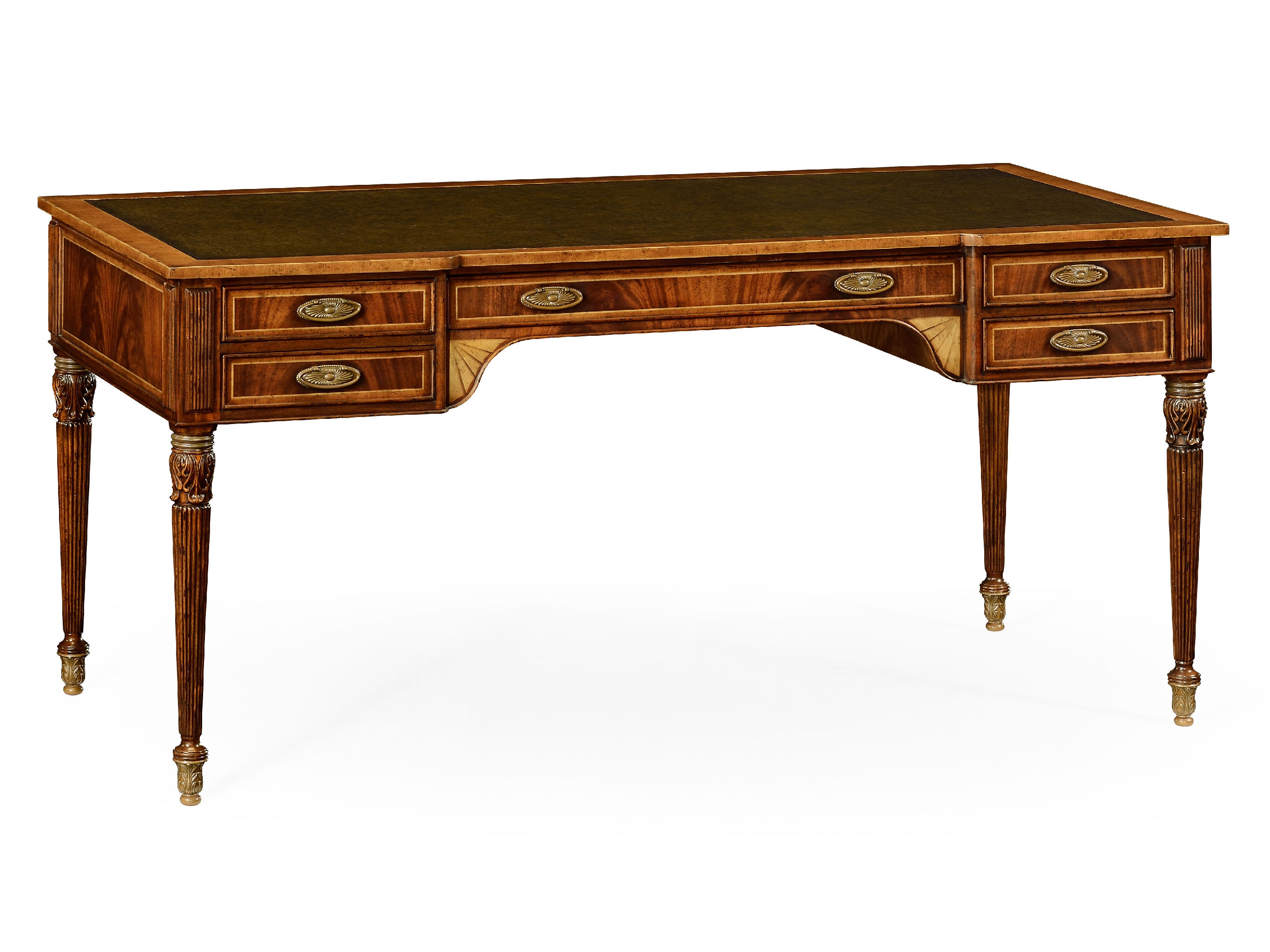 Jonathan Charles Bedroom Sheraton Style Mahogany Bureau Plat 495018 MAH Grossman Furniture Philadelphia PA