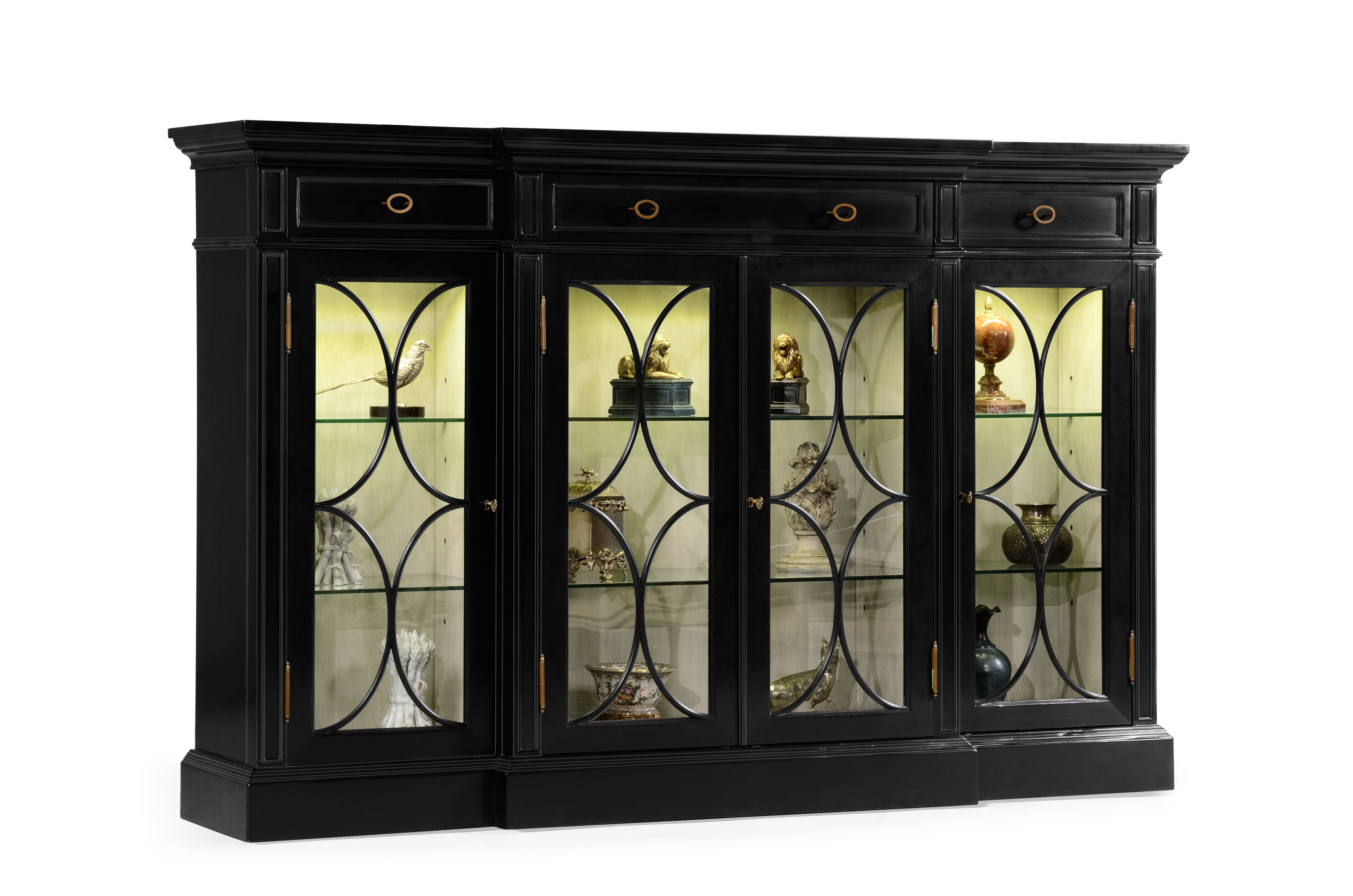 Jonathan Charles Living Room Black Painted 4 Door Breakfront