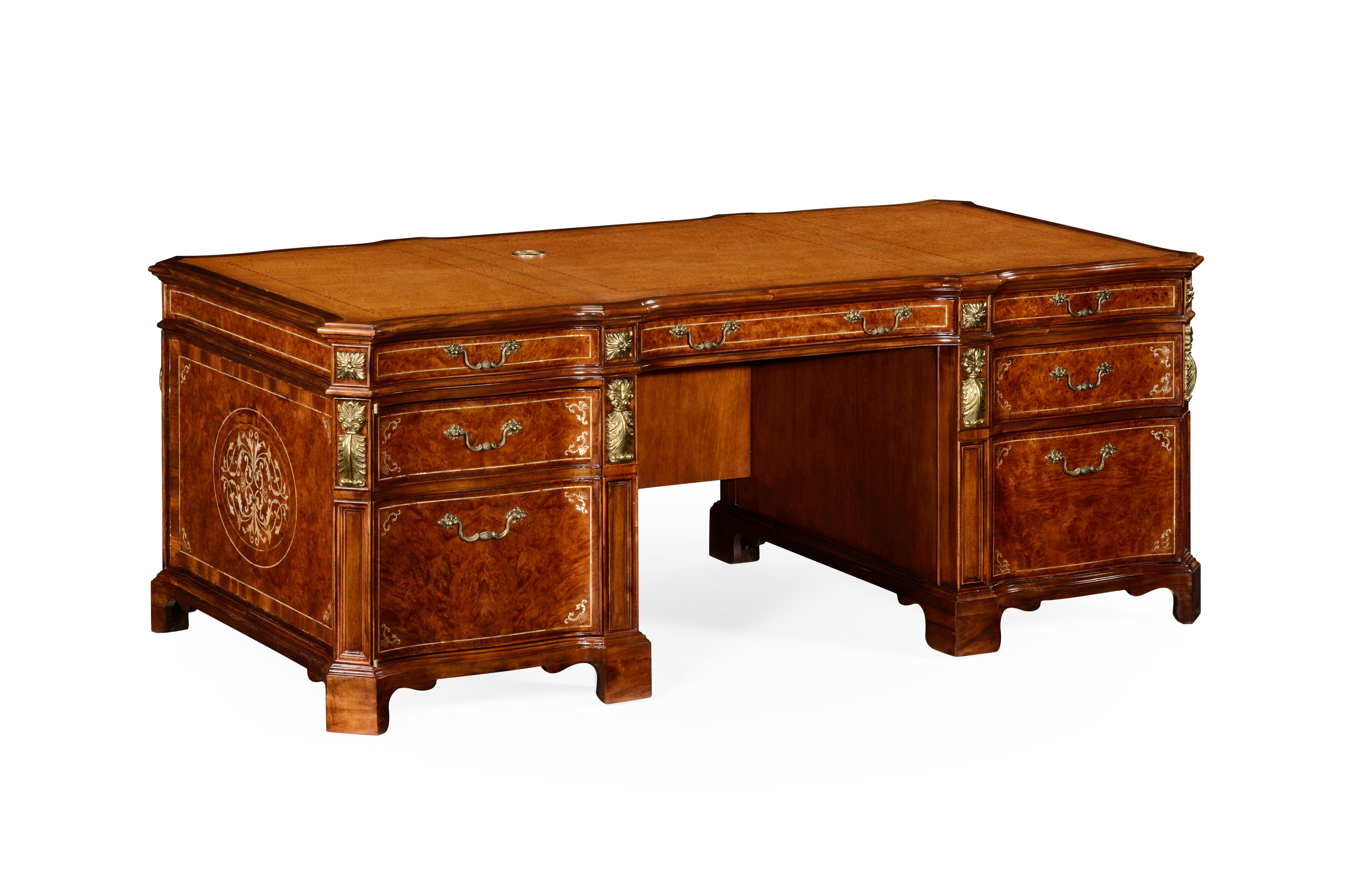 Burl Mother Of Pearl Faux Partners Desk Qj499323brwmop