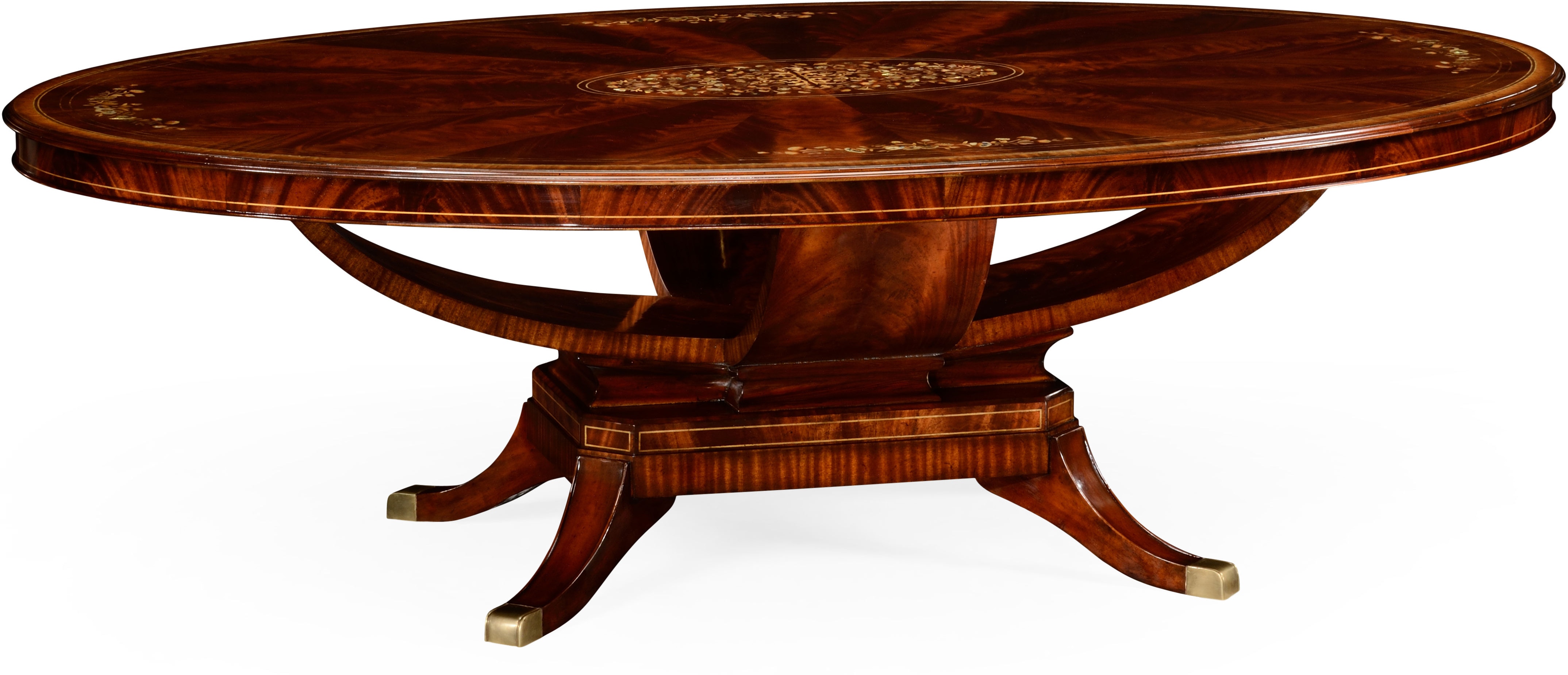 96 Biedermeier Style Oval Dining Table With Fine Mop Marquetry
