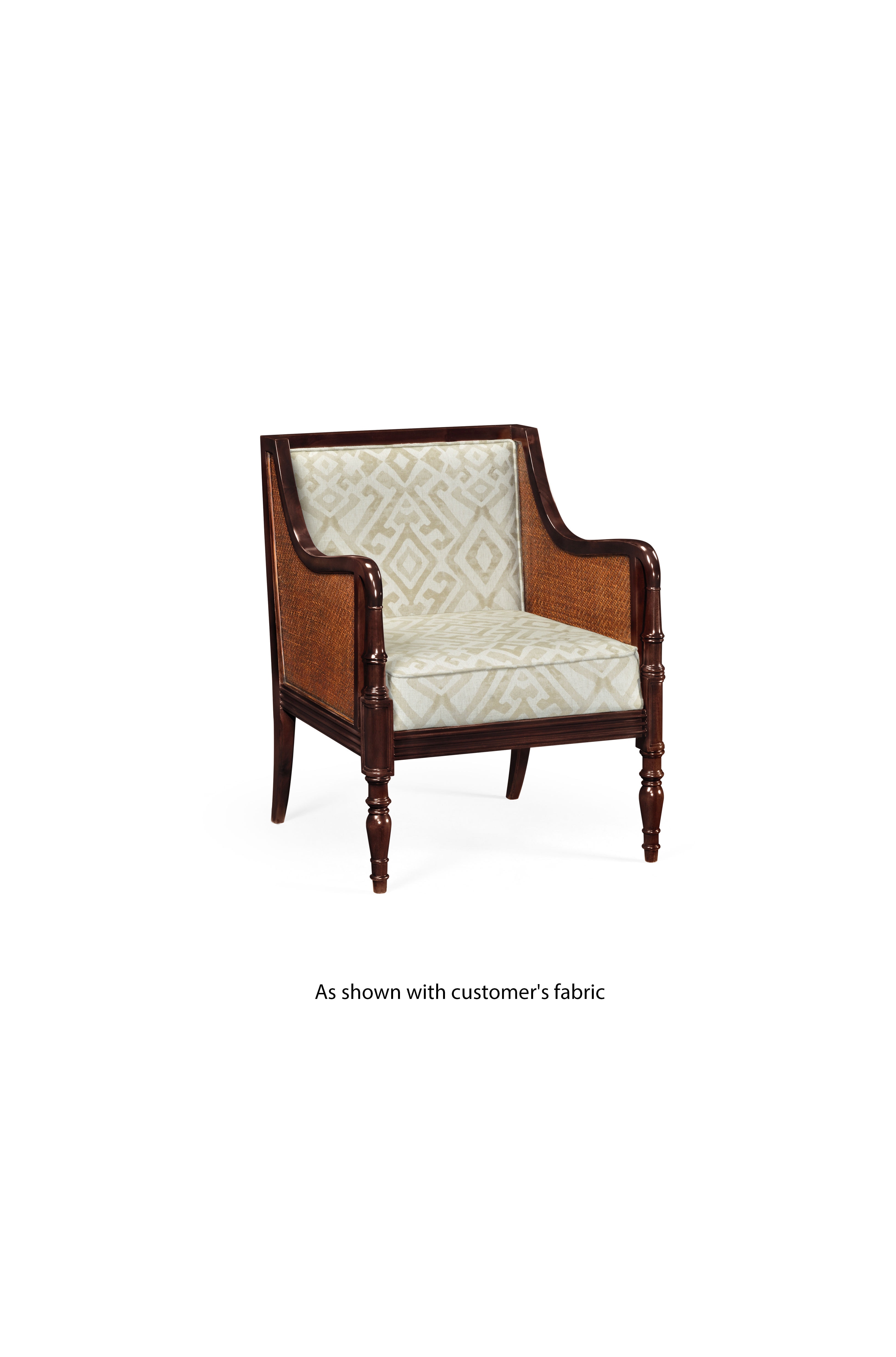 Jonathan Charles Living Room Bergere Chair With Brown Rattan Matte