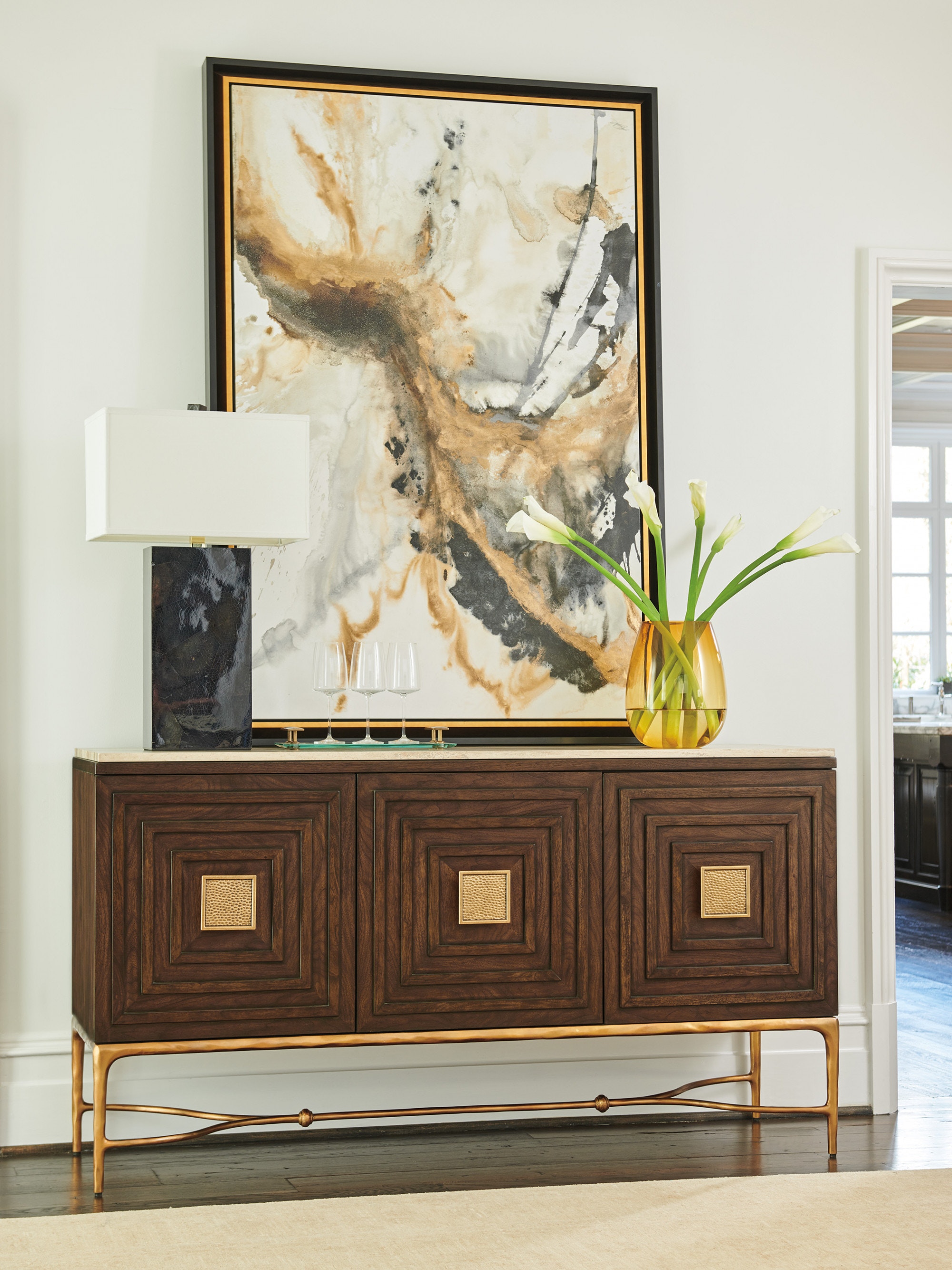 Lexington 740-869C Living Room Tiburon Sideboard with Stone Top