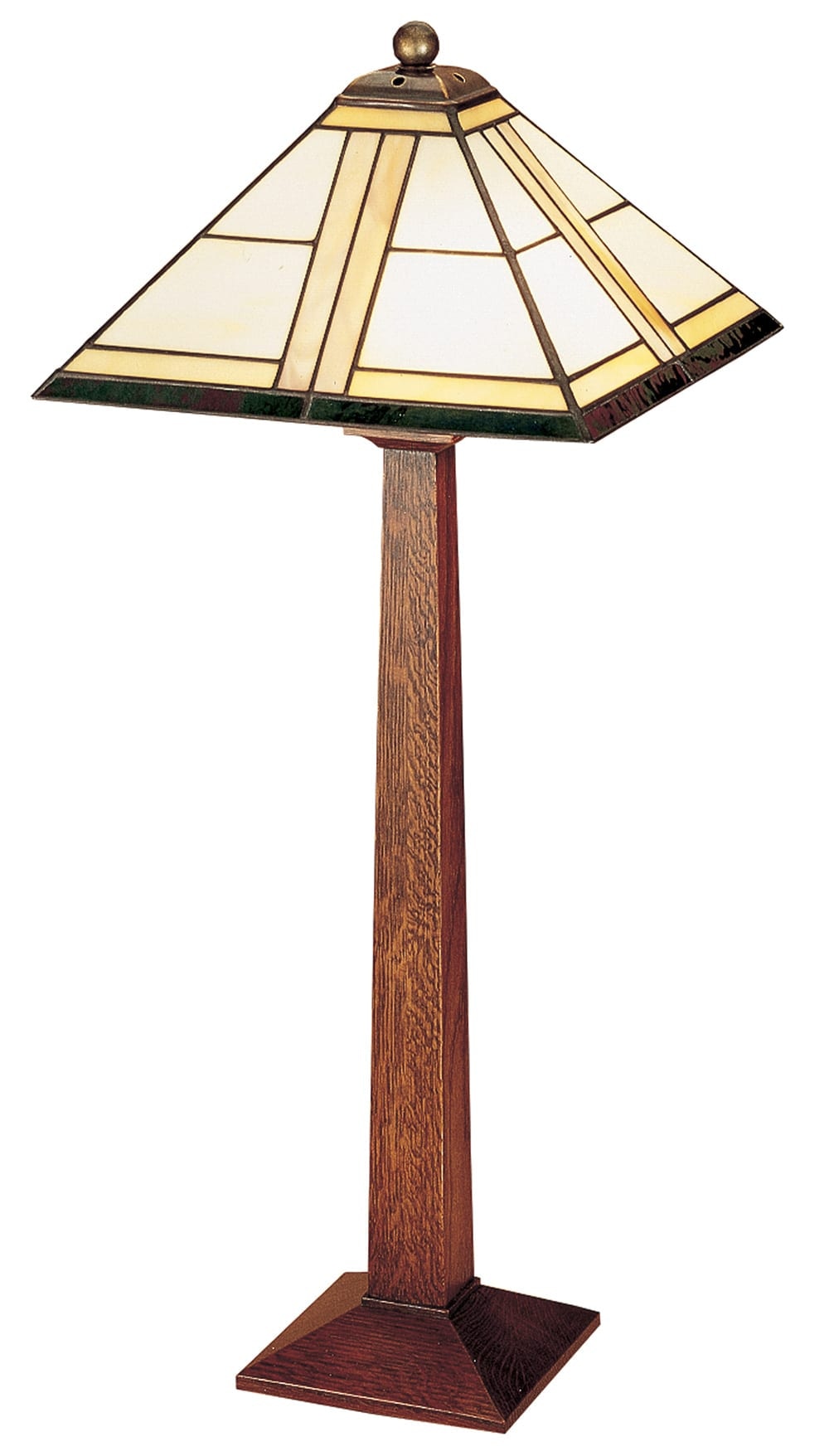 Stickley Square Base Table Lamp with Art Glass Shade 89-033-4